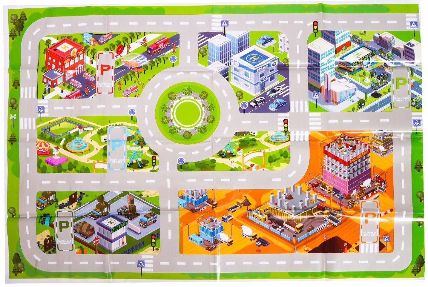 Набор игровой «Строительная техника», машинки 12 штук, дорожные знаки, игровое поле