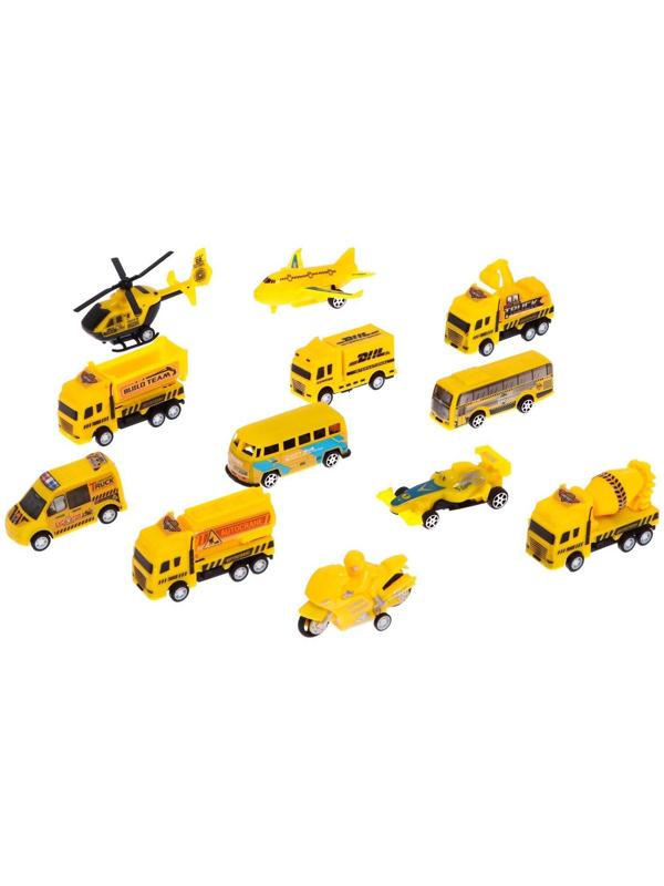 Набор игровой «Строительная техника», машинки 12 штук, дорожные знаки, игровое поле