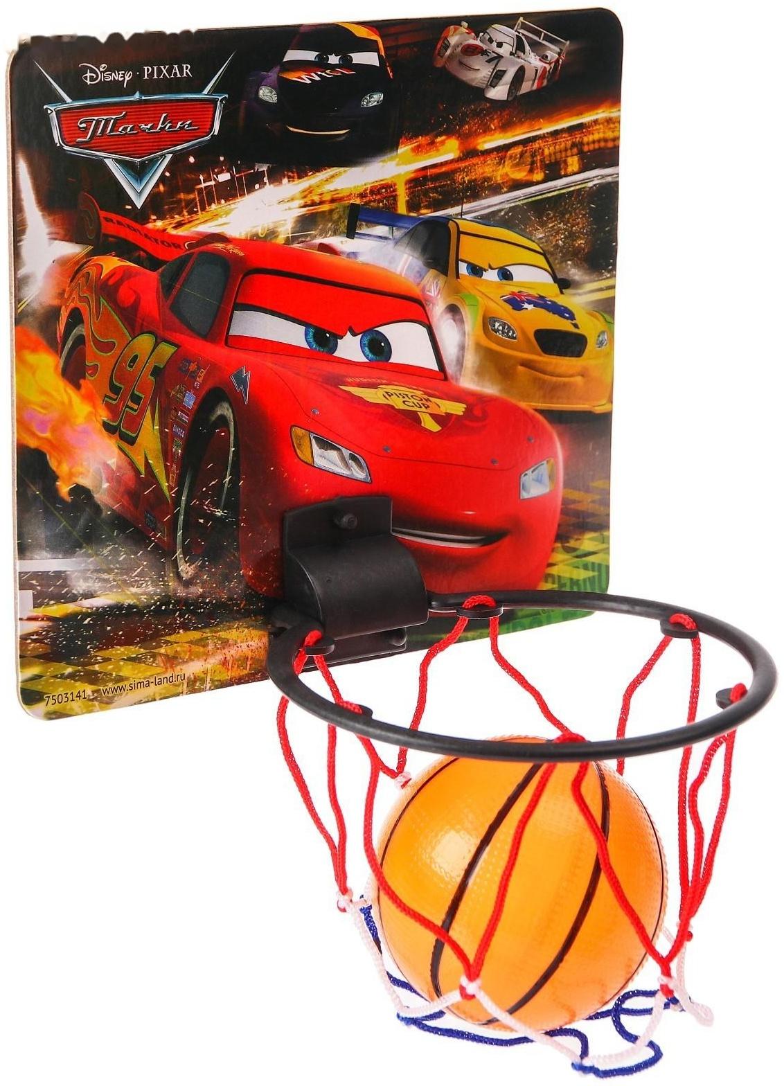 Баскетбольный набор с мячом «Тачки», диаметр мяча 8 см, диаметр кольца 13,5 см