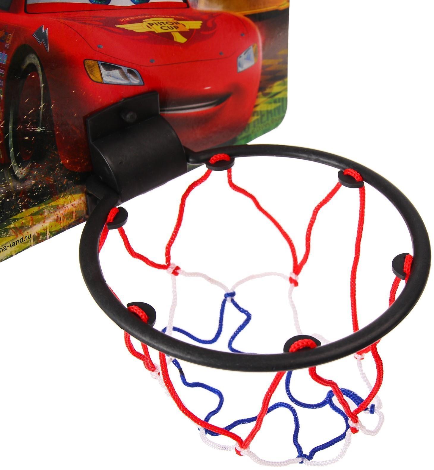 Баскетбольный набор с мячом «Тачки», диаметр мяча 8 см, диаметр кольца 13,5 см