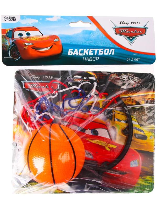 Баскетбольный набор с мячом «Тачки», диаметр мяча 8 см, диаметр кольца 13,5 см