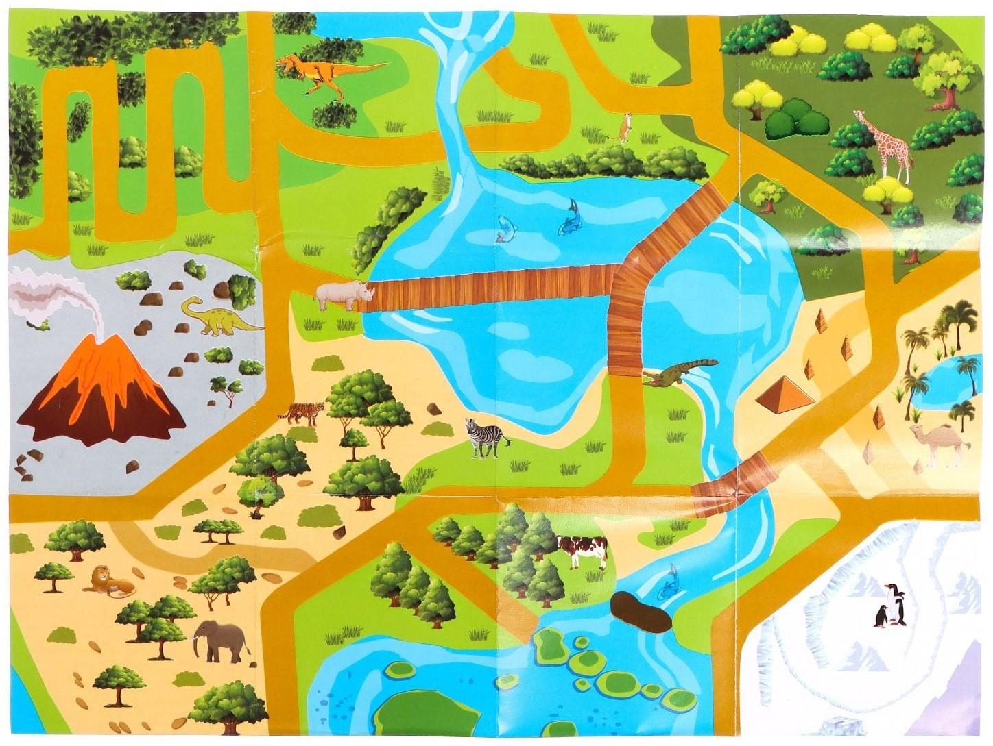 Набор животных «Мир динозавров», 6 фигурок, карта