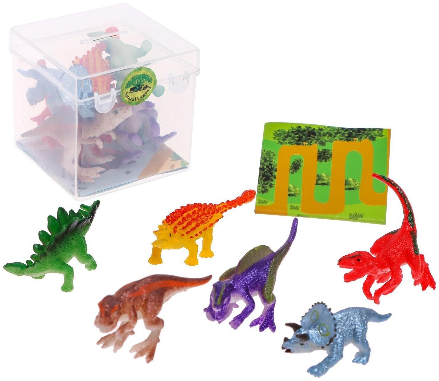 Набор животных «Мир динозавров», 6 фигурок, карта
