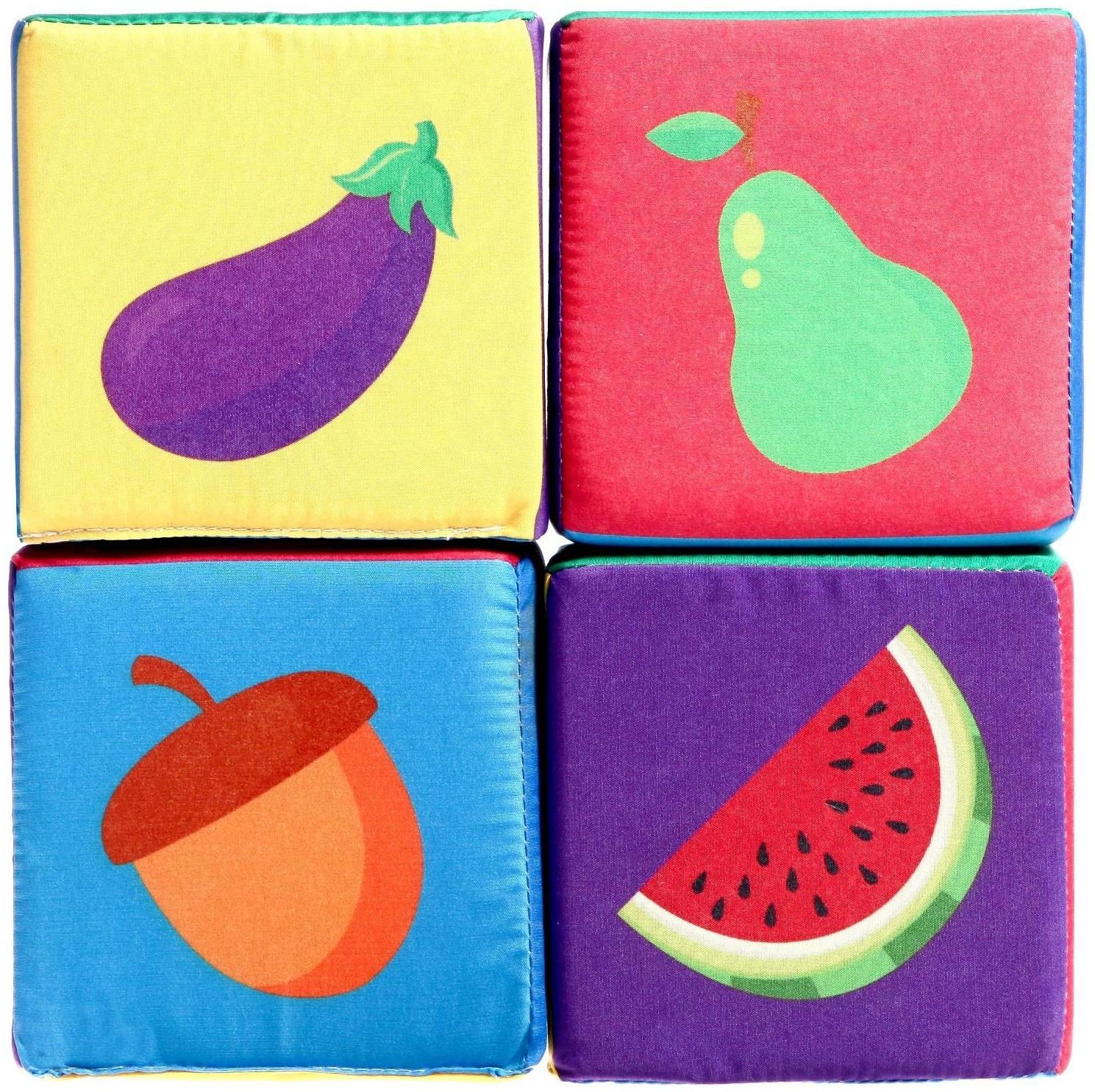 Игрушка мягконабивная «Кубики: Предметы», 4шт, 10 × 10 см