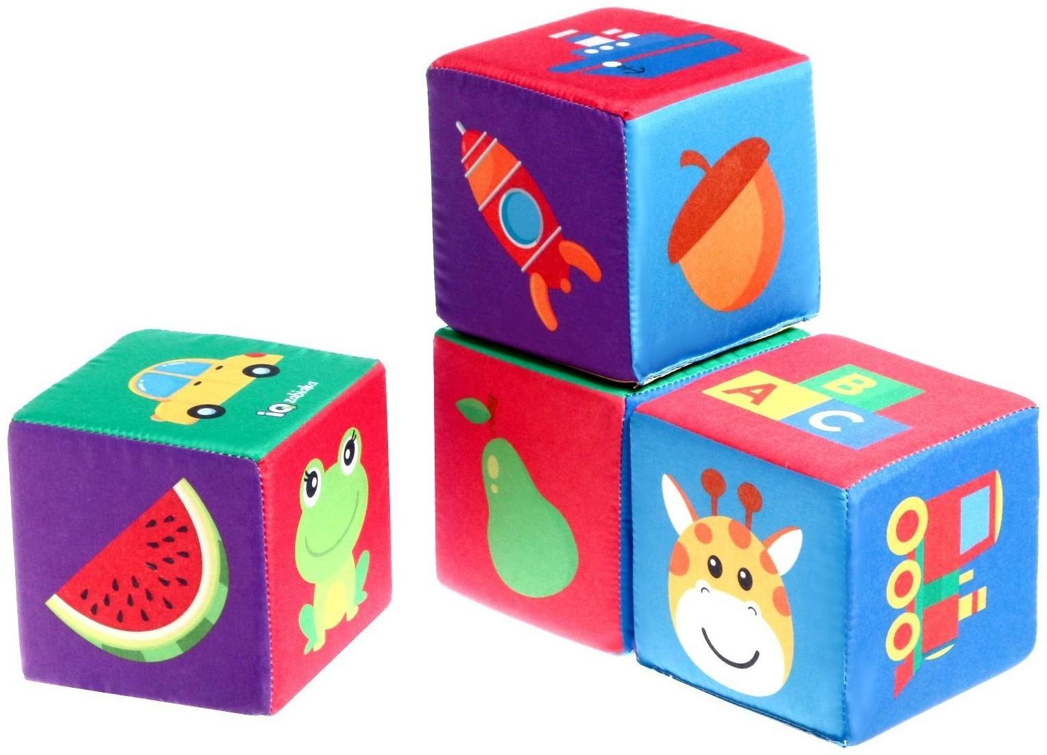 Игрушка мягконабивная «Кубики: Предметы», 4шт, 10 × 10 см