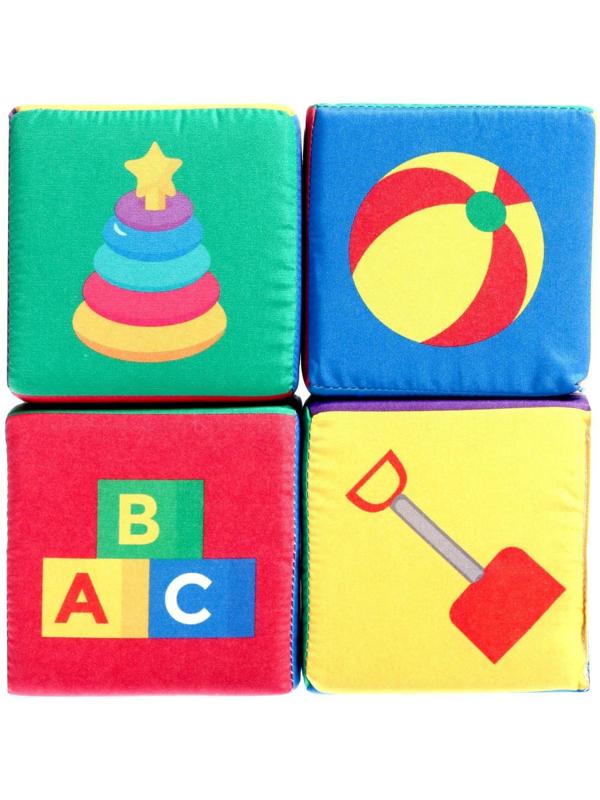 Игрушка мягконабивная «Кубики: Предметы», 4шт, 10 × 10 см