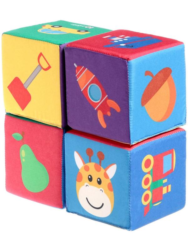Игрушка мягконабивная «Кубики: Предметы», 4шт, 10 × 10 см