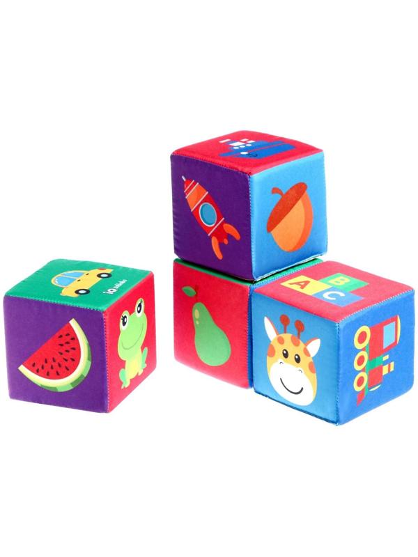 Игрушка мягконабивная «Кубики: Предметы», 4шт, 10 × 10 см