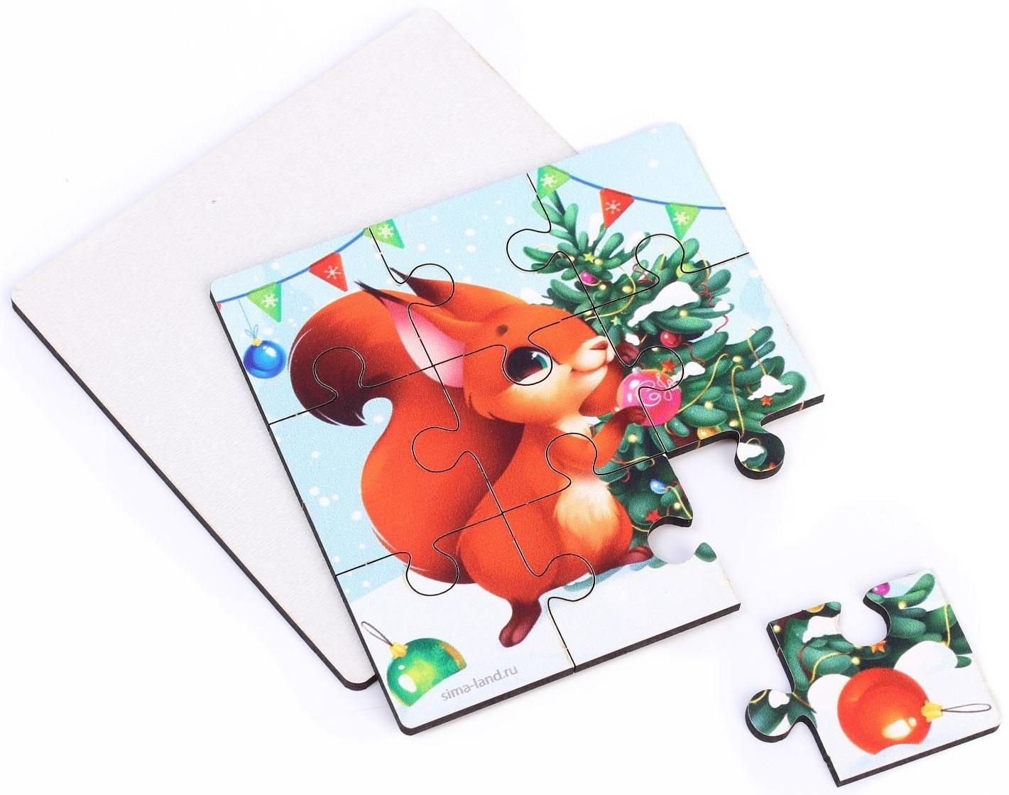 Новогодние пазлы «Праздник у белочки»