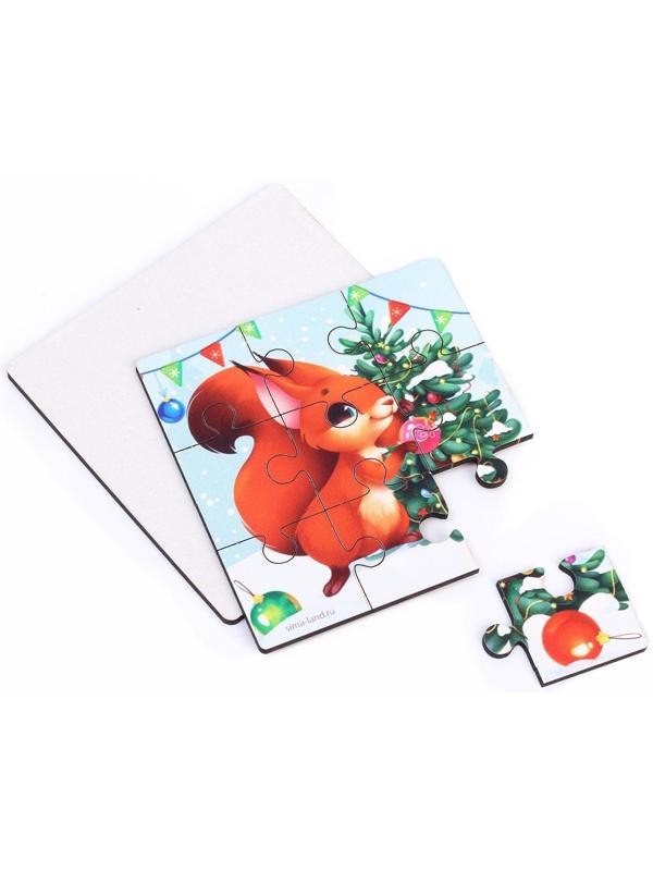 Новогодние пазлы «Праздник у белочки»