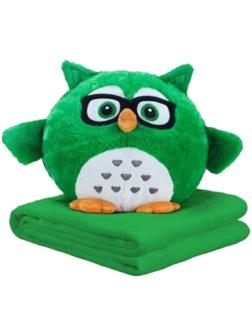 Мягкая игрушка + плед «Сова» зелёная, 30 см