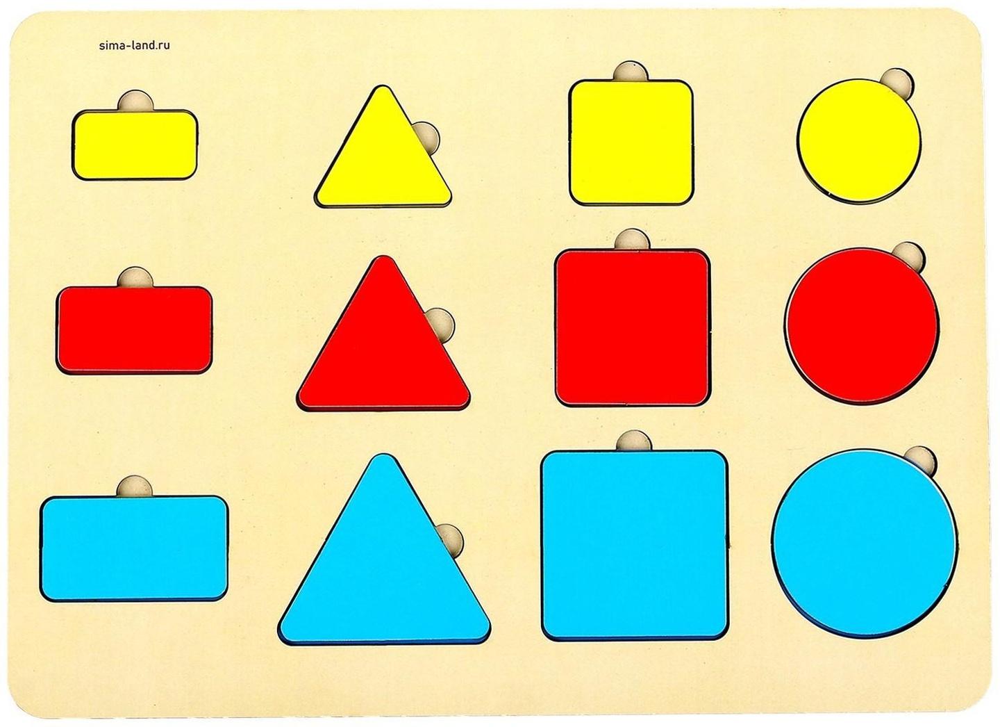Вкладыш «Геометрические фигуры», 12 вкладышей