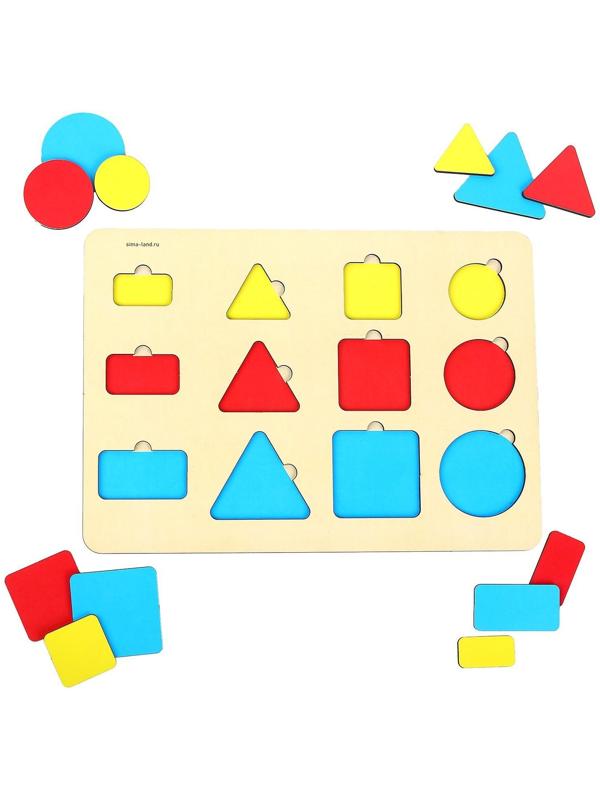 Вкладыш «Геометрические фигуры», 12 вкладышей