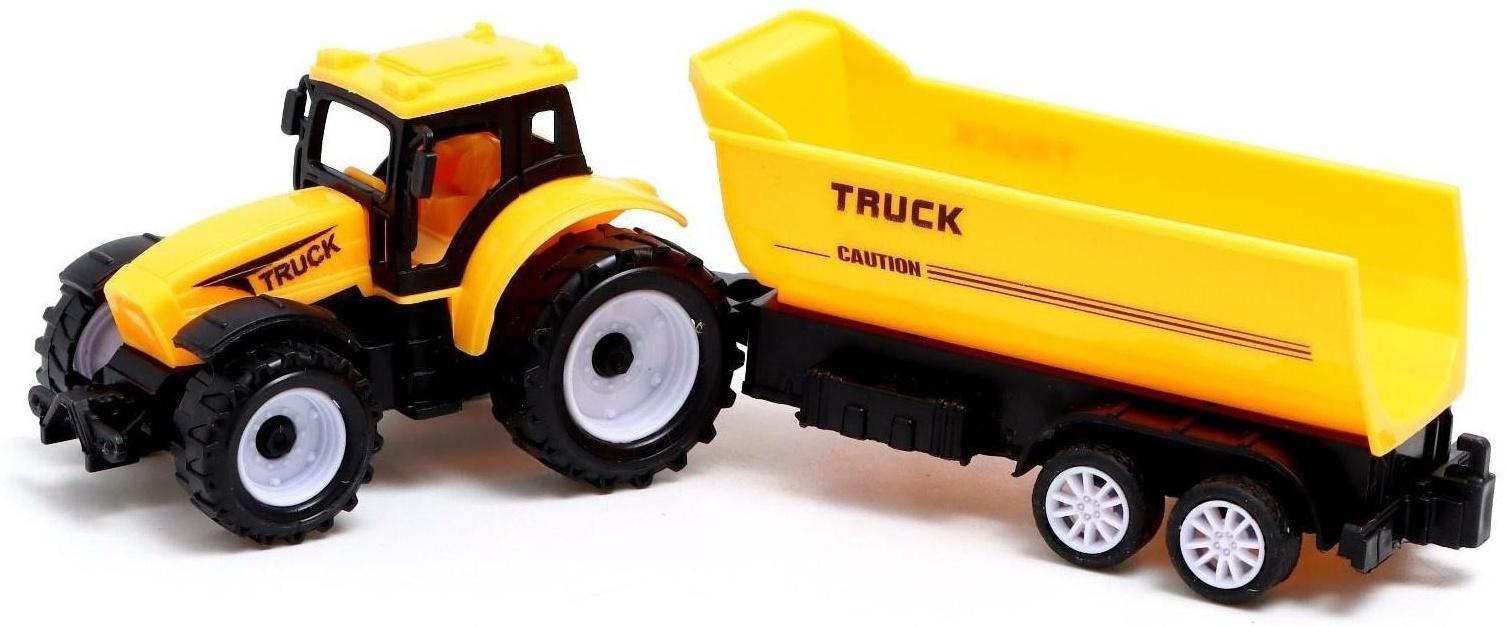 Набор инерционных тракторов «Фермер» с прицепом, 3 штуки