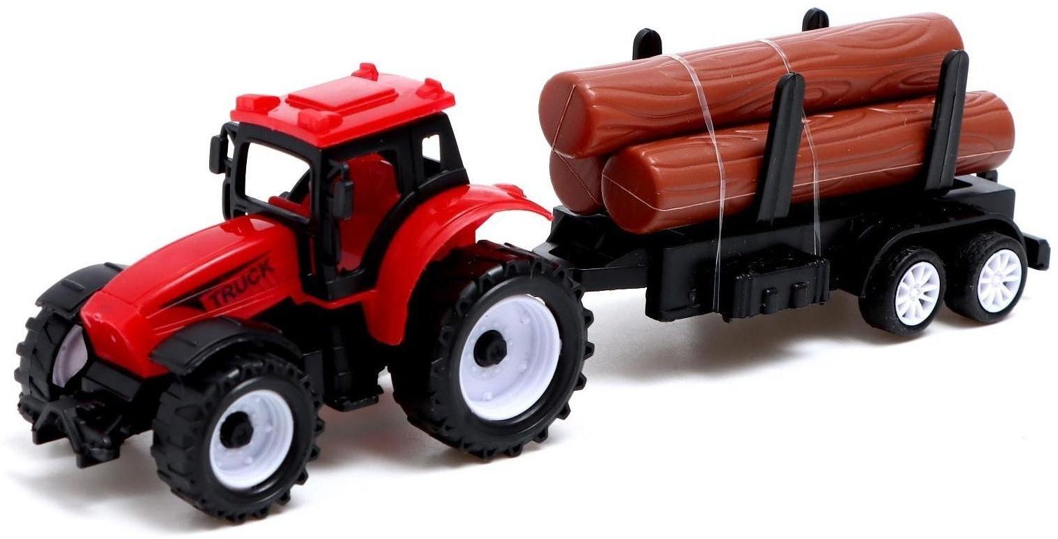 Набор инерционных тракторов «Фермер» с прицепом, 3 штуки