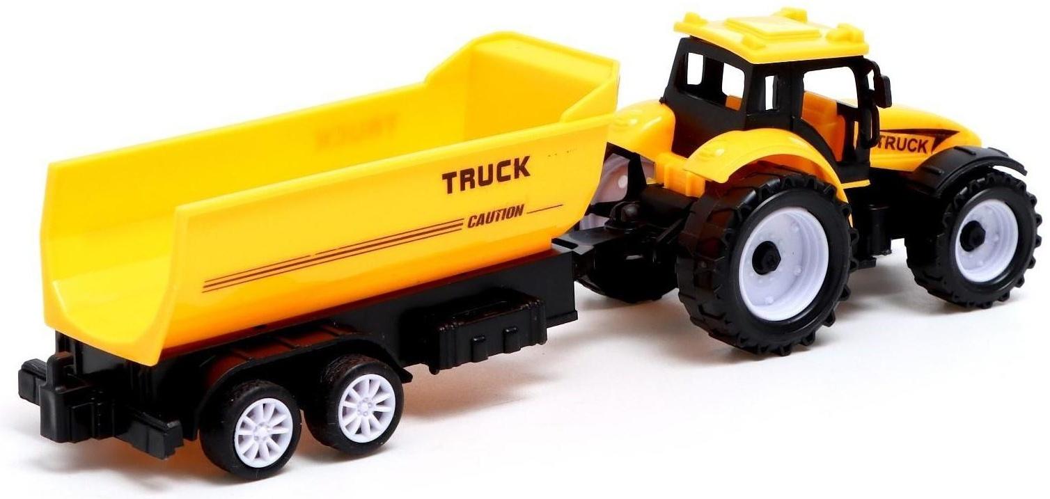 Набор инерционных тракторов «Фермер» с прицепом, 3 штуки