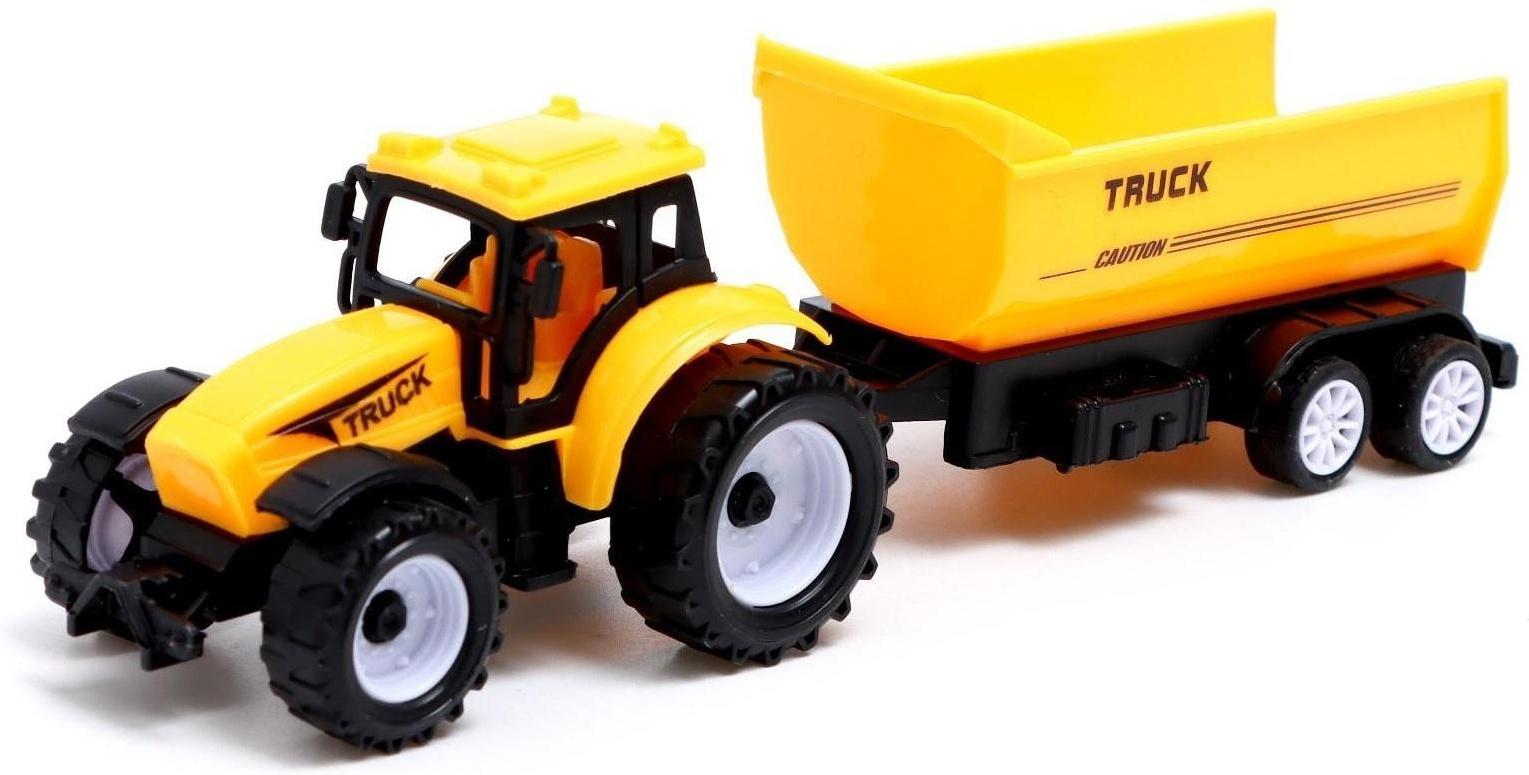 Набор инерционных тракторов «Фермер» с прицепом, 3 штуки