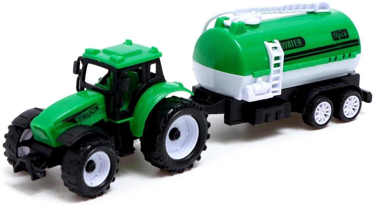 Набор инерционных тракторов «Фермер» с прицепом, 3 штуки