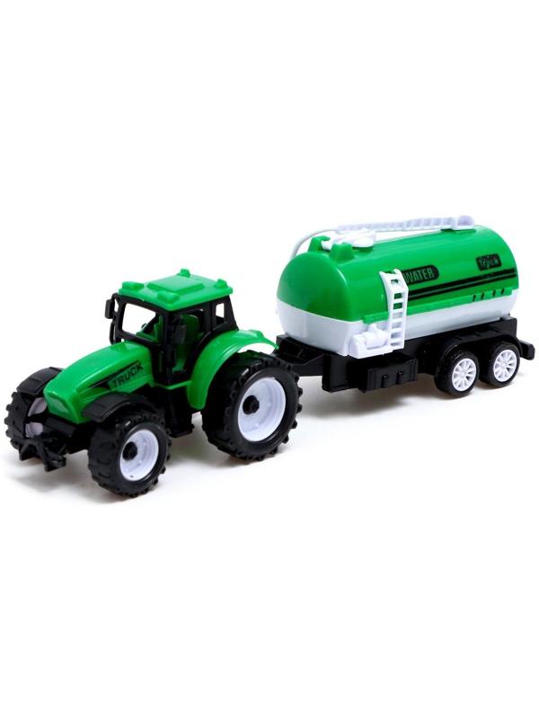 Набор инерционных тракторов «Фермер» с прицепом, 3 штуки