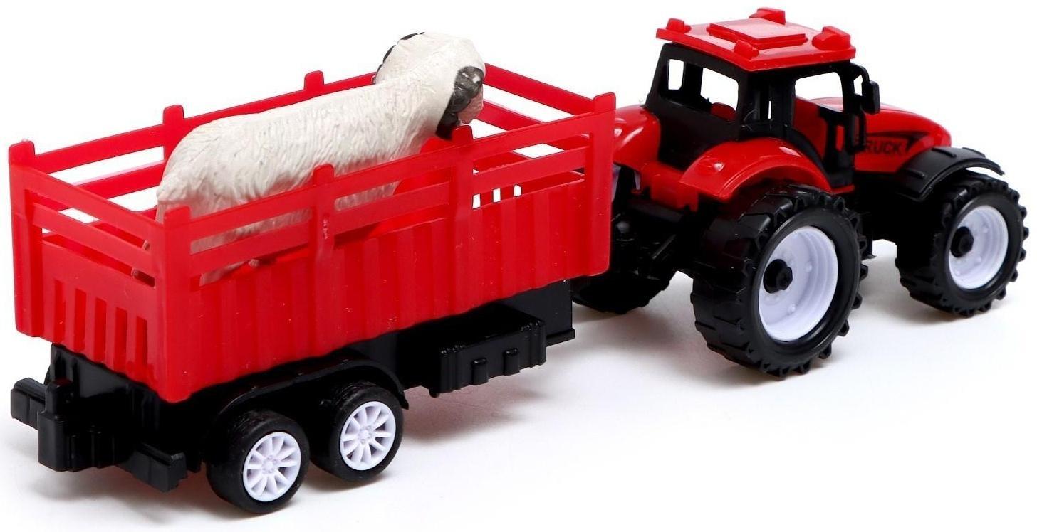 Набор инерционных тракторов «Фермер» с прицепом, 3 штуки