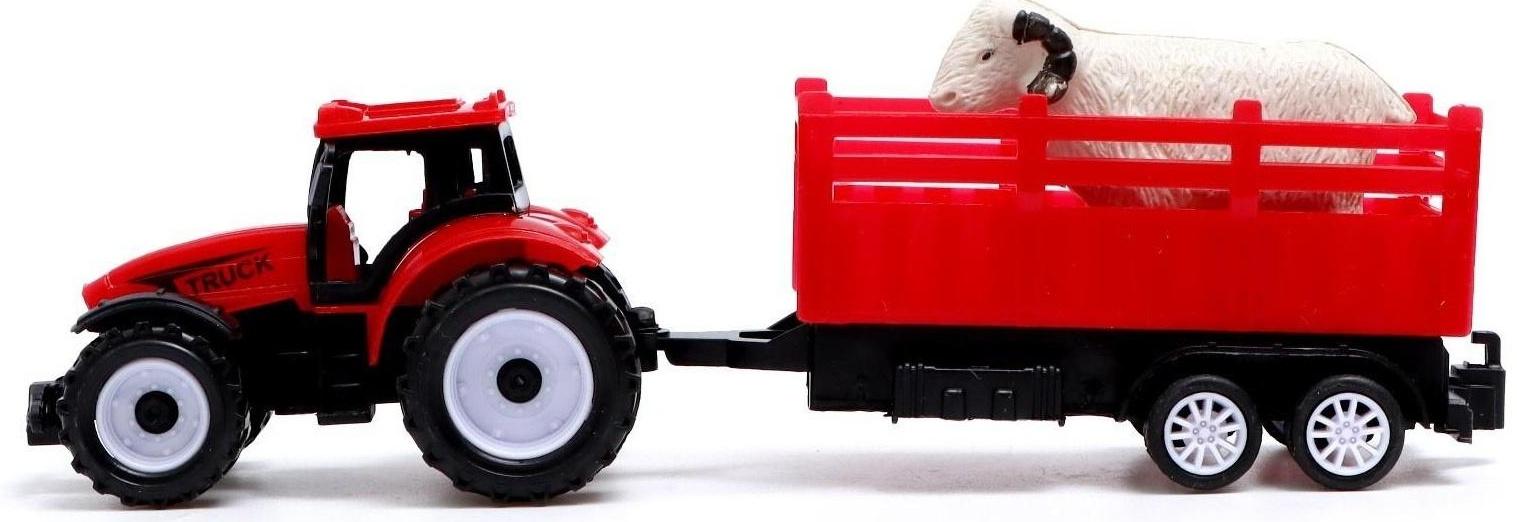 Набор инерционных тракторов «Фермер» с прицепом, 3 штуки