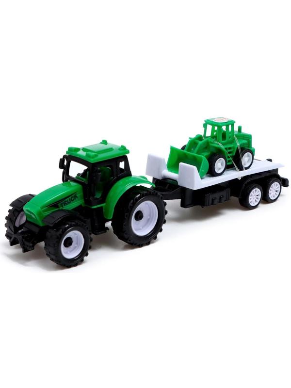 Набор инерционных тракторов «Фермер» с прицепом, 3 штуки
