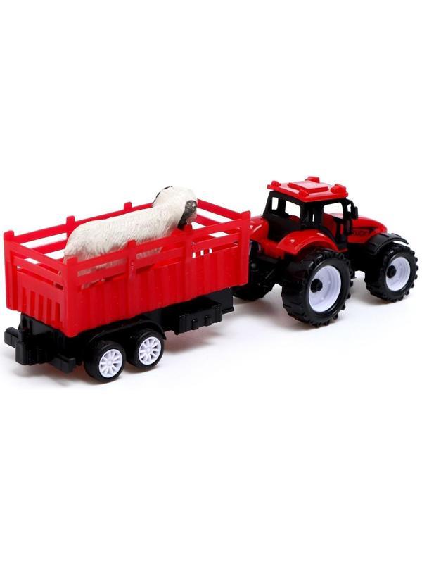 Набор инерционных тракторов «Фермер» с прицепом, 3 штуки