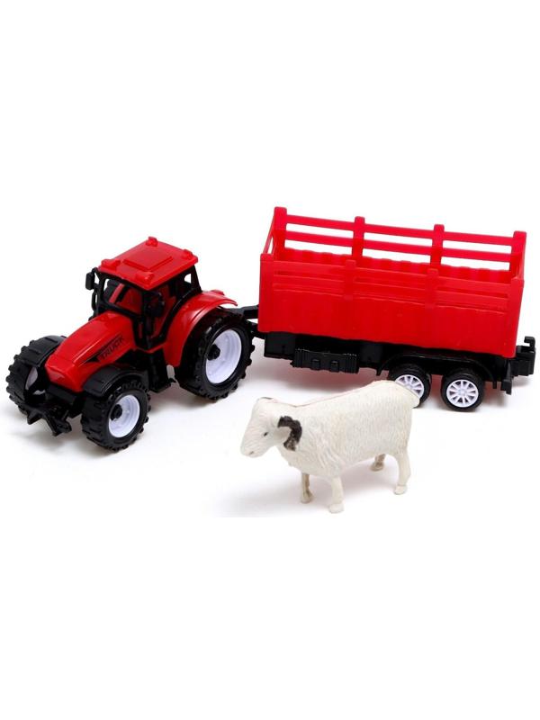 Набор инерционных тракторов «Фермер» с прицепом, 3 штуки