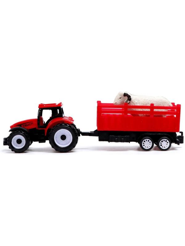 Набор инерционных тракторов «Фермер» с прицепом, 3 штуки