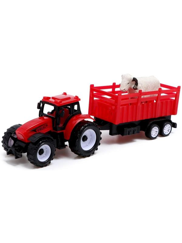 Набор инерционных тракторов «Фермер» с прицепом, 3 штуки