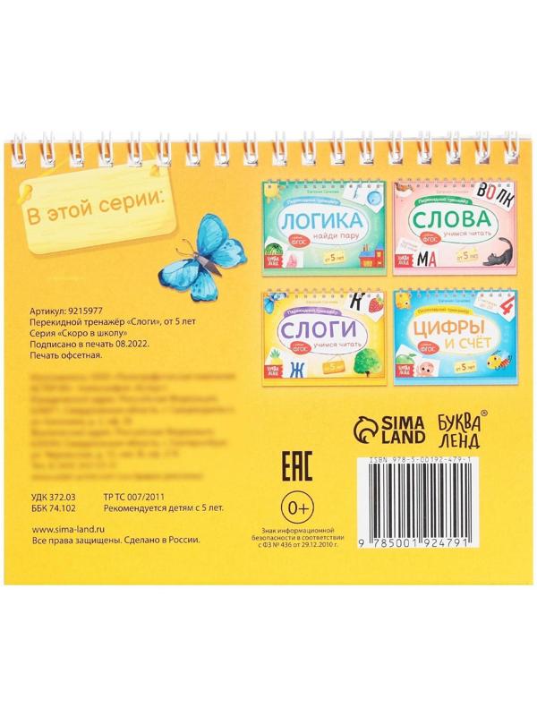 Перекидной тренажёр «Слоги», от 5 лет