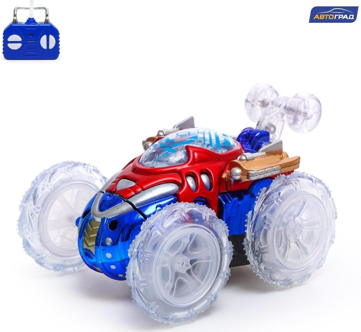 Машина-перевёртыш радиоуправляемая «Трюк», работает от батареек, световые эффекты, цвет синий
