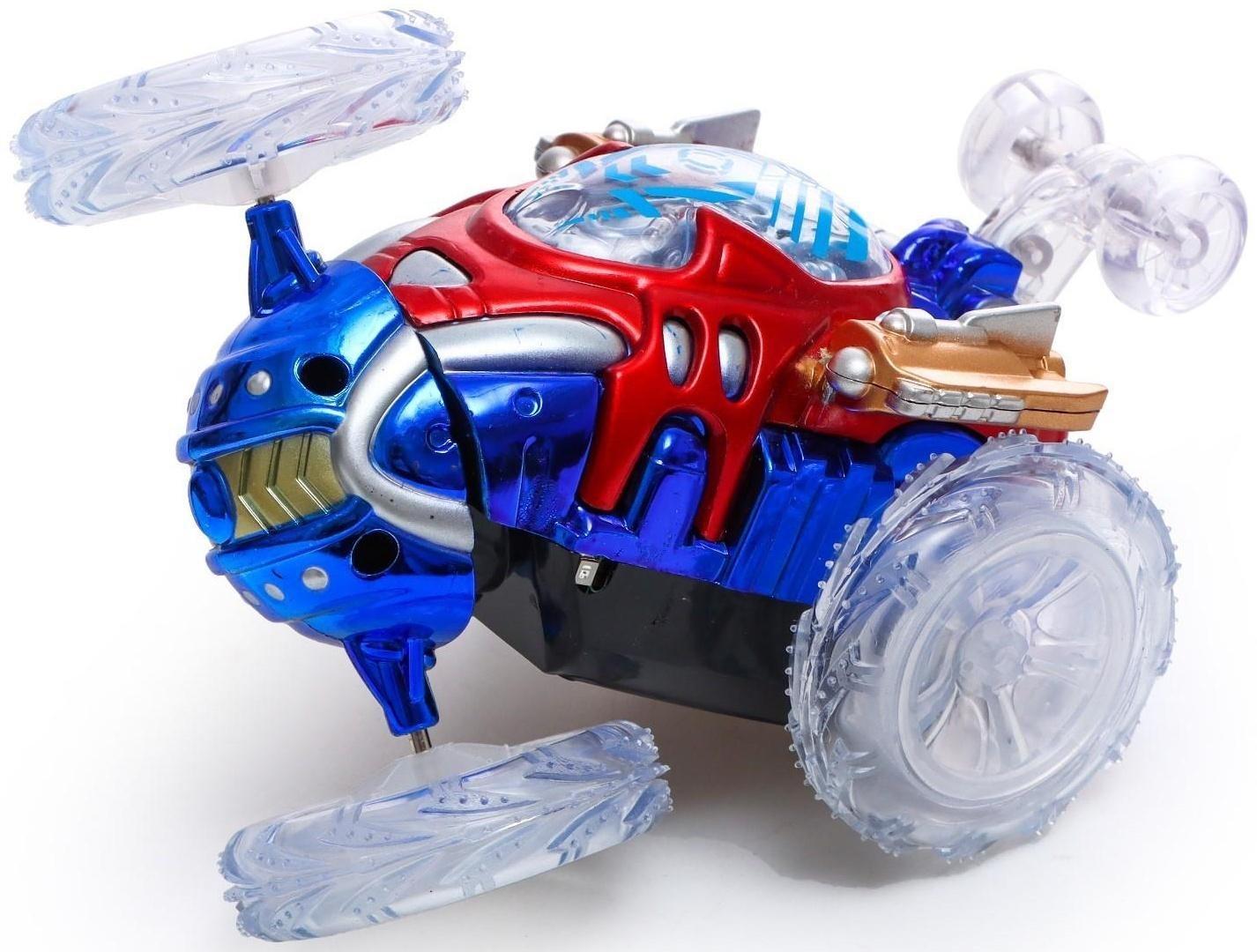 Машина-перевёртыш радиоуправляемая «Трюк», работает от батареек, световые эффекты, цвет синий