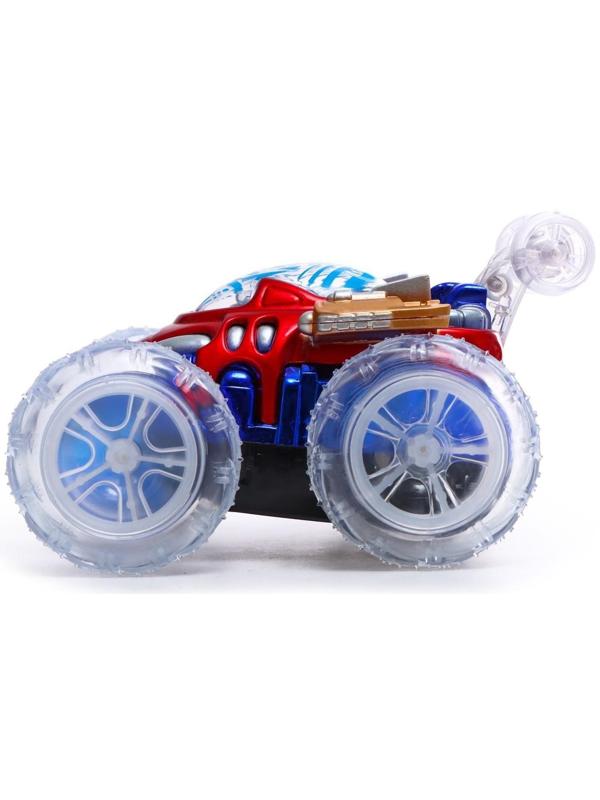 Машина-перевёртыш радиоуправляемая «Трюк», работает от батареек, световые эффекты, цвет синий