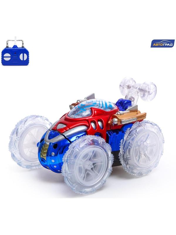 Машина-перевёртыш радиоуправляемая «Трюк», работает от батареек, световые эффекты, цвет синий