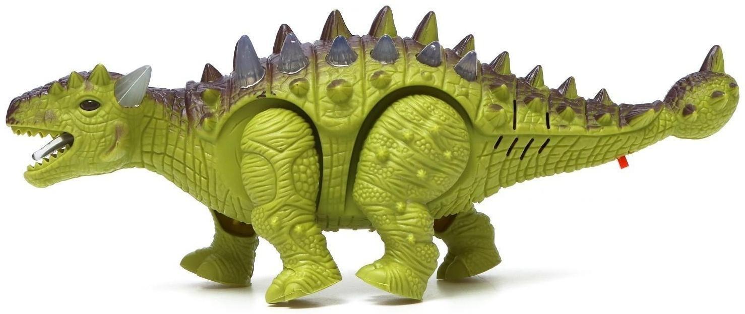 Динозавр «Анкилозавр» работает от батареек, световые и звуковые эффекты, цвет зелёный