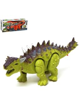 Динозавр «Анкилозавр» работает от батареек, световые и звуковые эффекты, цвет зелёный