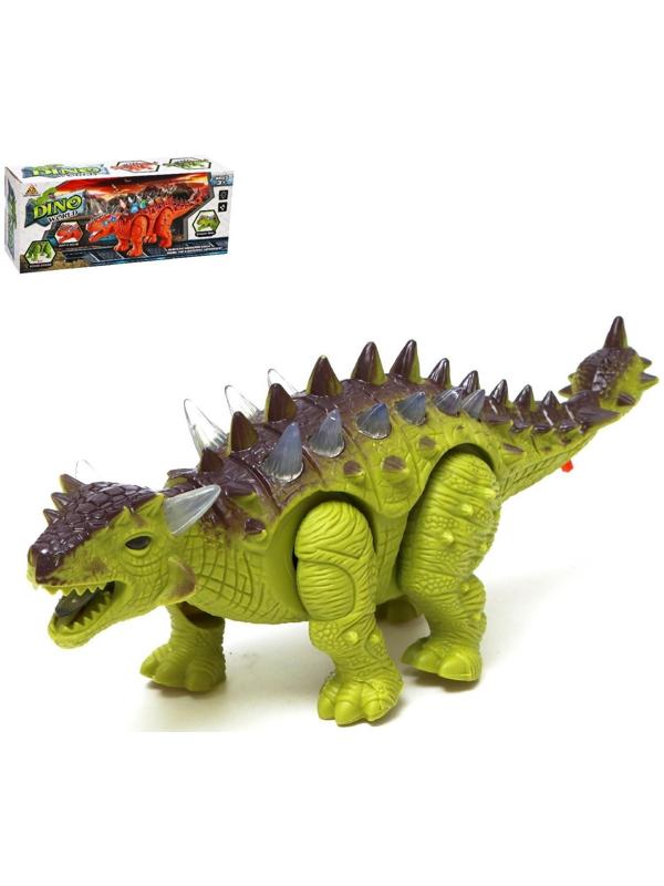 Динозавр «Анкилозавр» работает от батареек, световые и звуковые эффекты, цвет зелёный