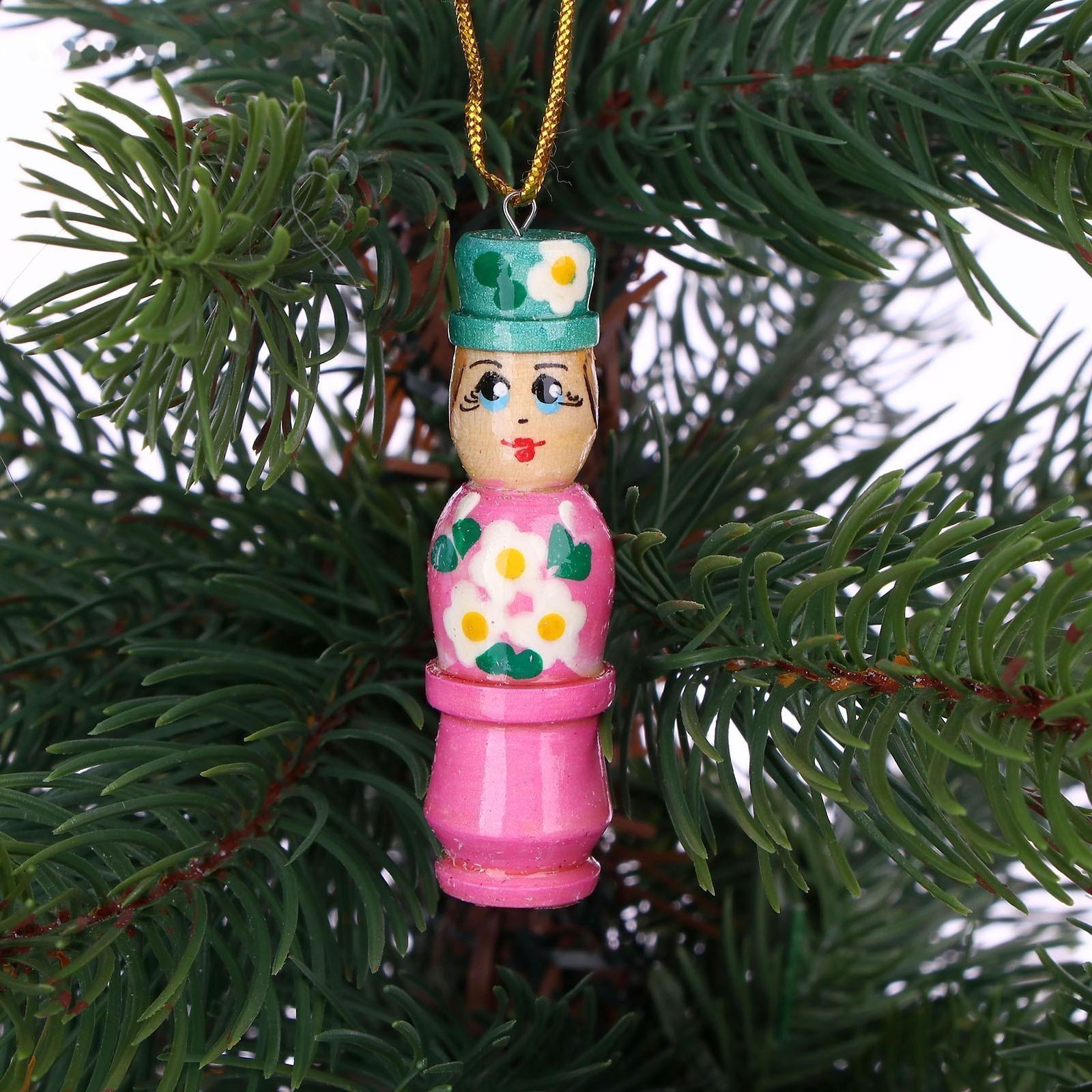 Матрёшка «Котик» с ёлочными украшениями