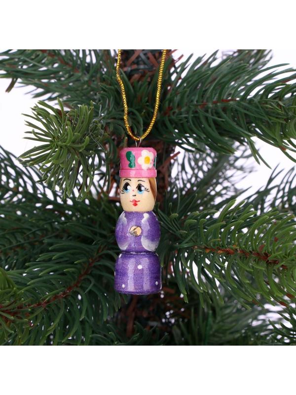 Матрёшка «Котик» с ёлочными украшениями