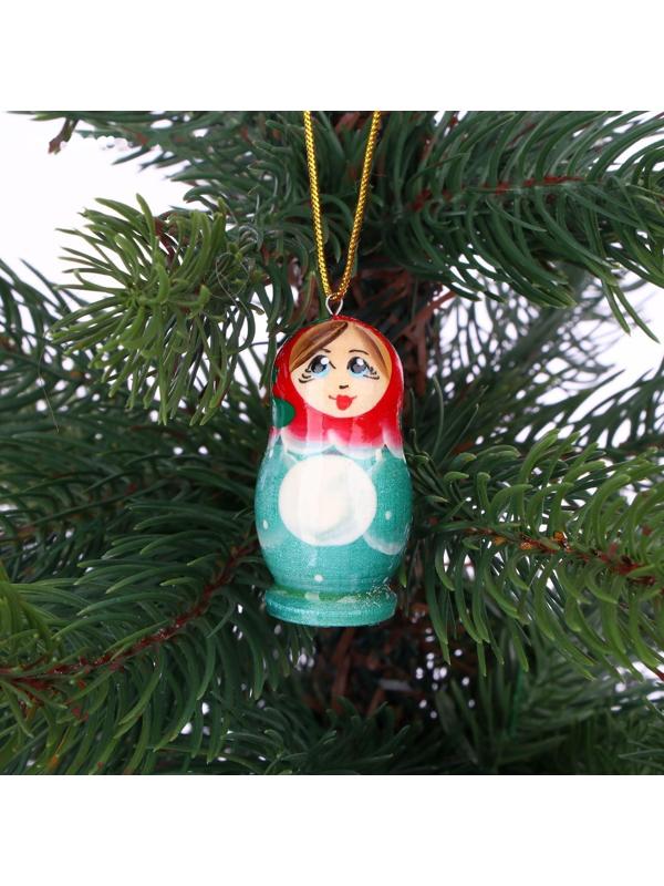 Матрёшка «Котик» с ёлочными украшениями
