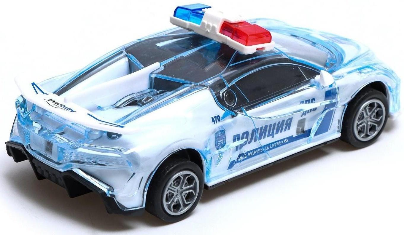 Машина инерционная «Crazy race, полиция», русская озвучка, свет, цвет белый