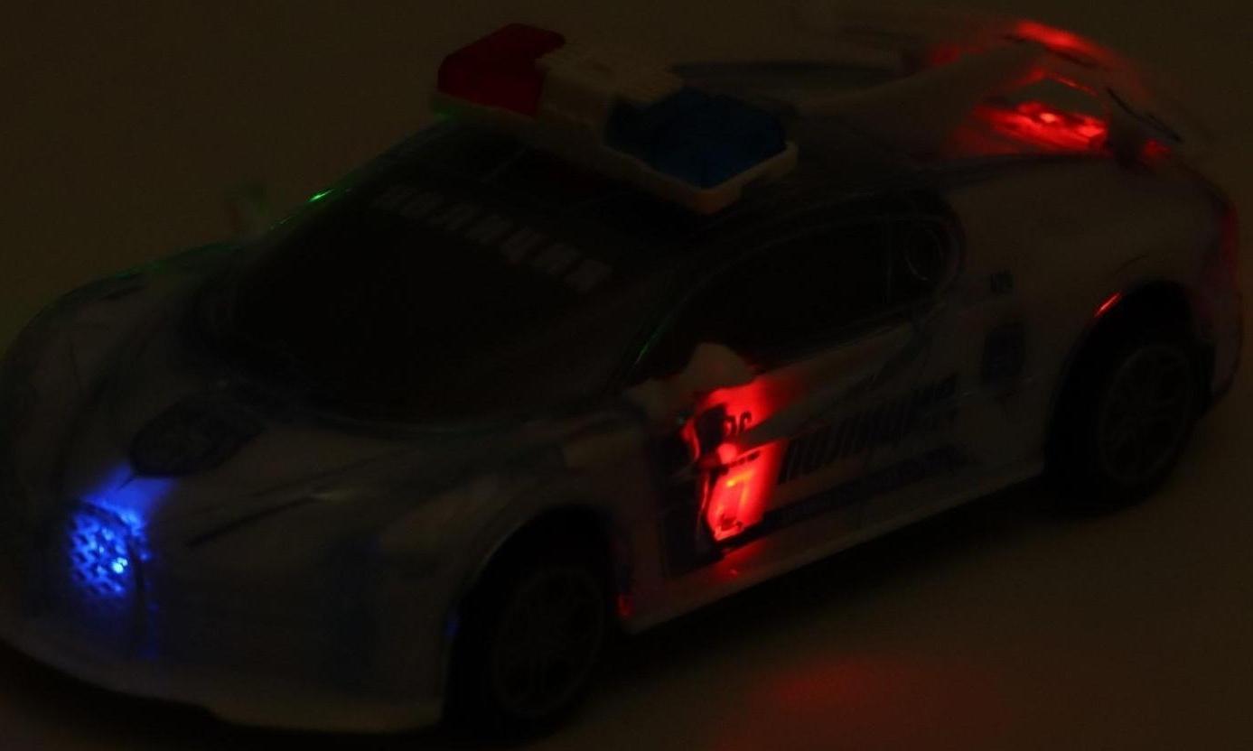 Машина инерционная «Crazy race, полиция», русская озвучка, свет, цвет белый