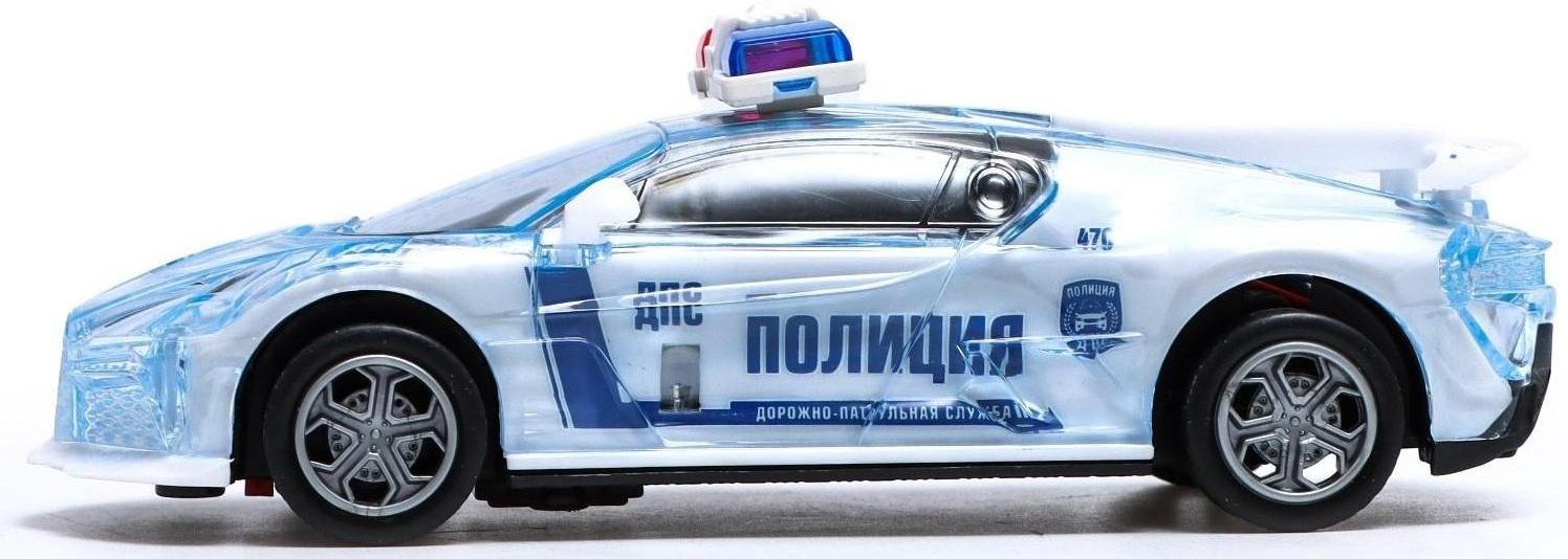 Машина инерционная «Crazy race, полиция», русская озвучка, свет, цвет белый