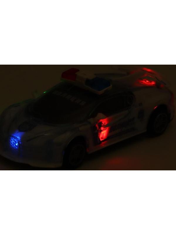 Машина инерционная «Crazy race, полиция», русская озвучка, свет, цвет белый