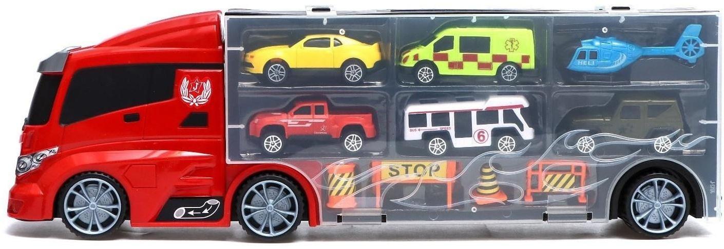 Грузовик «Перевозчик», в комплекте 6 машин и дорожные знаки