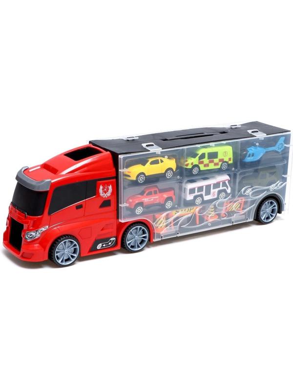 Грузовик «Перевозчик», в комплекте 6 машин и дорожные знаки