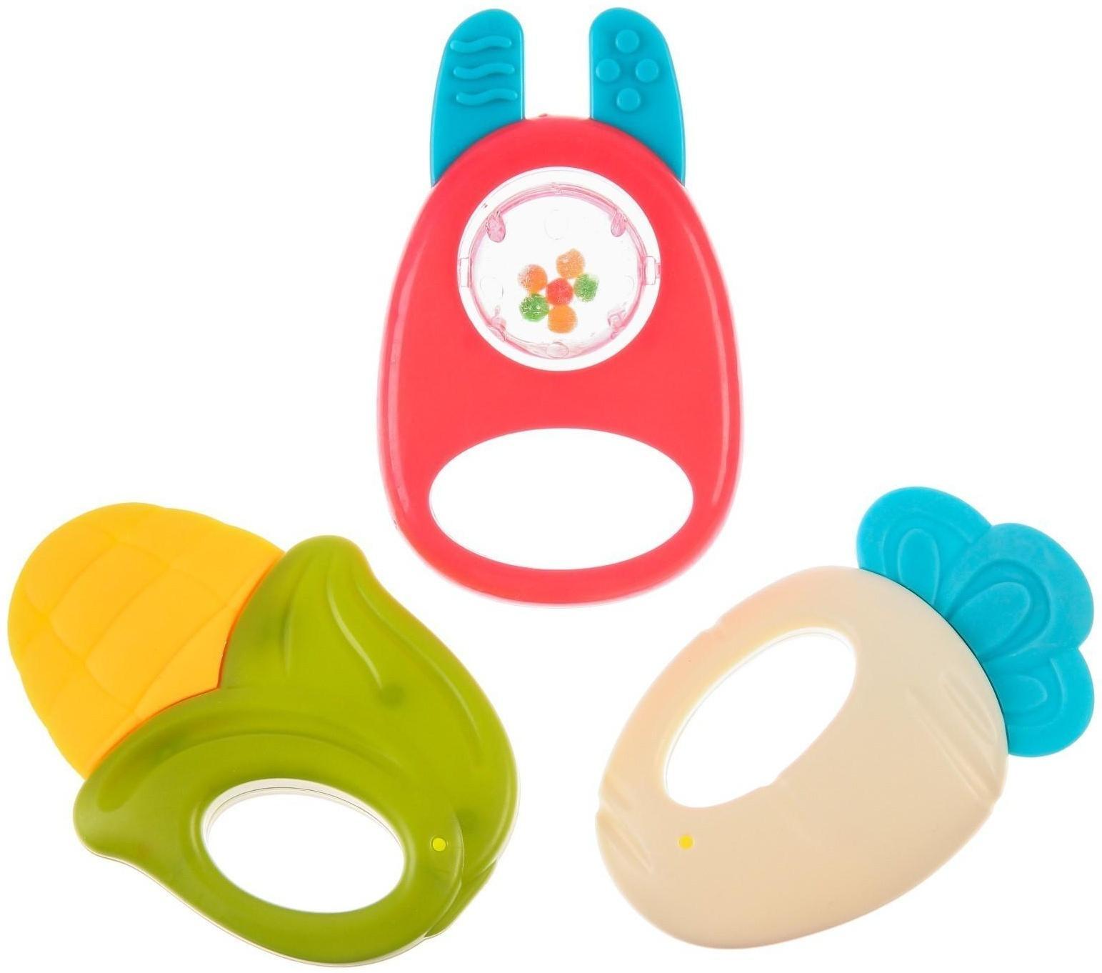 Набор погремушек «Друзья», 9шт и кольцо, цвет МИКС