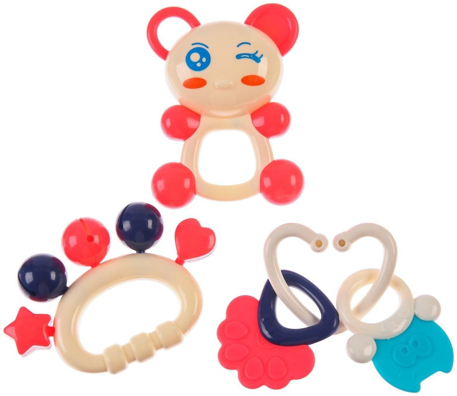 Набор погремушек «Друзья», 9шт и кольцо, цвет МИКС