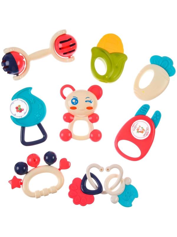 Набор погремушек «Друзья», 9шт и кольцо, цвет МИКС